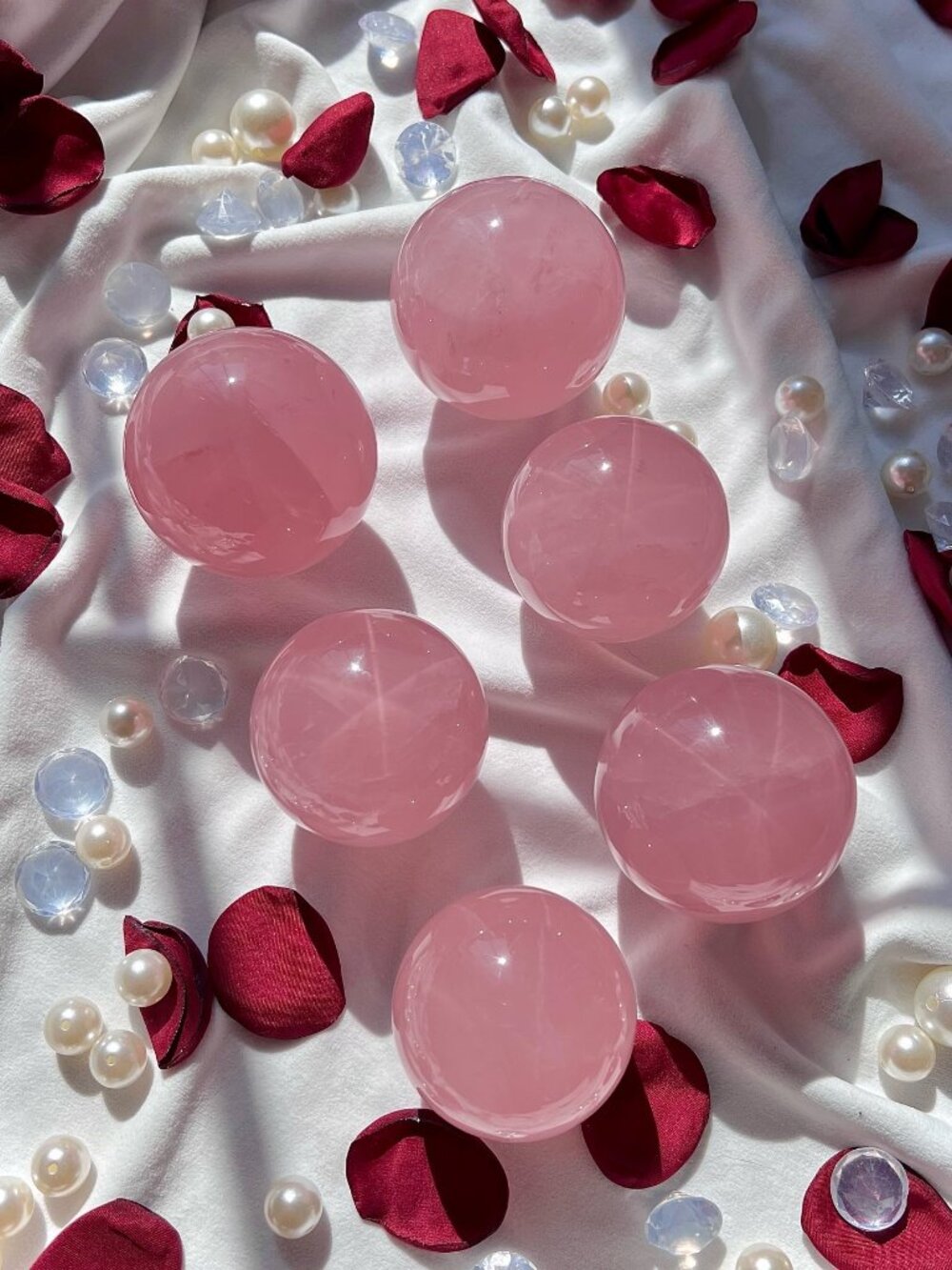 Starlight Rose Quartz Sphere | Gemmy Mozambique Crystal for Love Healing